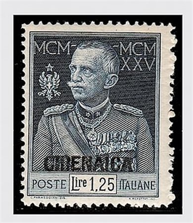 CIRENAICA - 1925, Giubileo 1,25 lire dentellato 13 1/2 (26). (Cert.Della...