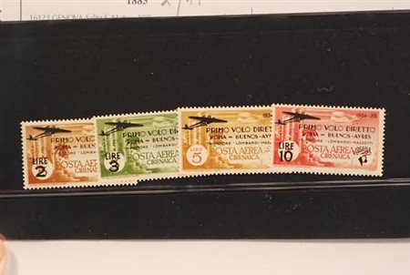 CIRENAICA - 1934, Posta aerea, Volo Roma-Buenos Ayres, 4 valori cpl....