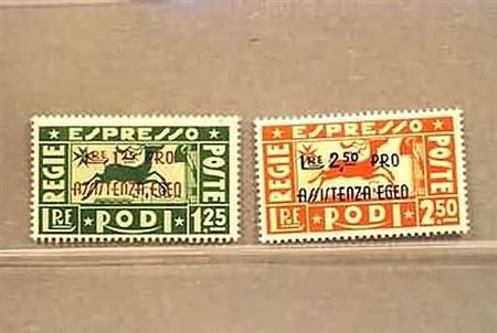 EGEO - 1943, OCCUPAZIONE TEDESCA, Espressi, Pro Assistenza Egeo, 2 valori...