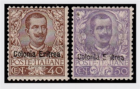 ERITREA - 1903, Floreale soprastampata, 11 valori cpl. (19/29) ben centrati....