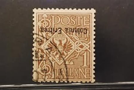 ERITREA - 1903, Floreale, 1 c. bruno con soprastampa capovolta (19c)...