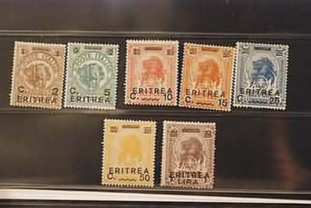 ERITREA - 1922, Soprastampati 7 valori cpl. (54/60). (Cert....