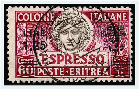 ERITREA - 1935, Espressi, lire 1,25 (8) ben annullato. (Cert. Raybaudi).(USATO)