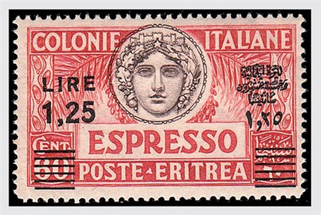 ERITREA - 1927, Espressi, lire 1,25 su 60 c. soprastampa nera (10) ben...