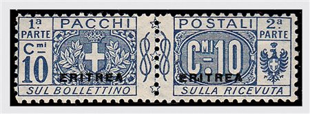 ERITREA - 1916, Pacchi postali, soprastampa piccola, 10 c. azzurro (2). Raro....