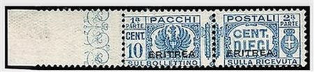 ERITREA - 1927, Pacchi postali, 10 c. con fasci al centro (22) bordo...