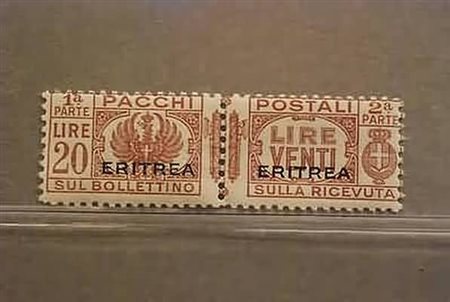 ERITREA - 1936, Pacchi postali, 20 lire lilla bruno (32). (Cert....