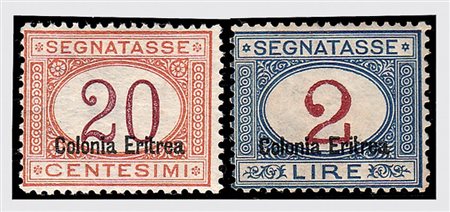 ERITREA - 1925, Segnatasse, soprastampa in basso, 11 valori cpl. (14/24)....