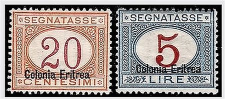 ERITREA - 1920-26, Segnatasse, 10 valori (14/21, 23/24) la serie senza il 2...