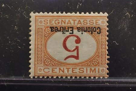ERITREA - 1920, Segnatasse, 5 c. con soprastampa e cifra capovolta...