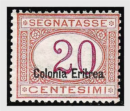 ERITREA - 1920, Segnatasse, 20 c. arancio e carminio (16) soprastampa in...