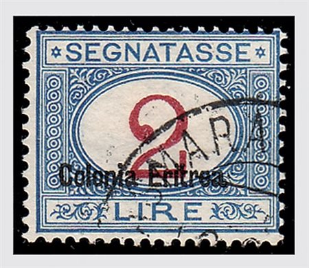 ERITREA - 1925, Segnatasse, 2 lire (22). (Cert. R. Diena).(USATO)