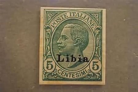 LIBIA - 1912, Leoni 5 c. non dentellato (3b).(GOMMA INTEGRA)