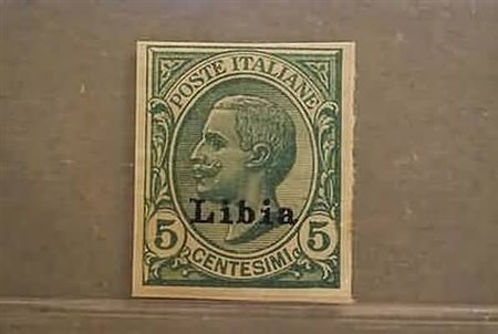 LIBIA - 1912, Leoni 5 c. non dentellato (3b).(GOMMA INTEGRA)
