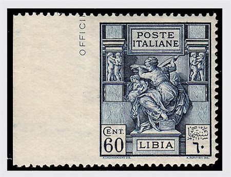 LIBIA - 1924, Sibilla 60 c. non dentellato a sinistra (42n) bordo integrale,...