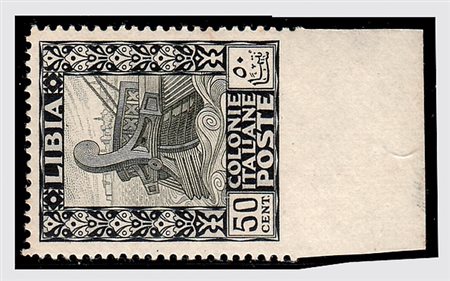 LIBIA - 1924, Pittorica, 50 c. non dent. in basso (51o) bordo integrale. Ben...