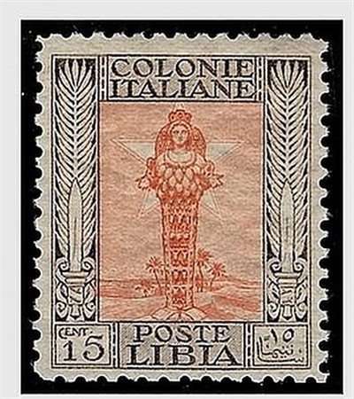 LIBIA - 1926, Pittorica 15 c. (62) ben centrato. (R. Diena).(GOMMA INTEGRA)