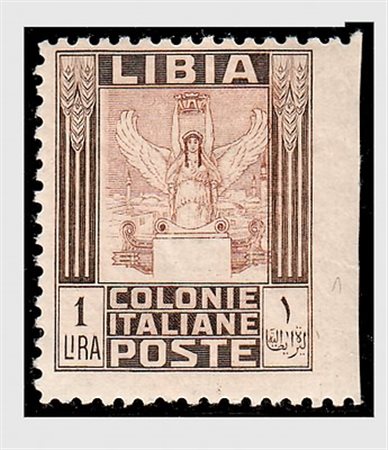LIBIA - 1926, Pittorica, 1 lira non dentellato a destra (65f). (Cert....