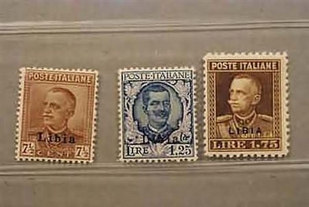 LIBIA - 1928-29, soprastampati 3 valori cpl. (78/80) ben centrati.(GOMMA...