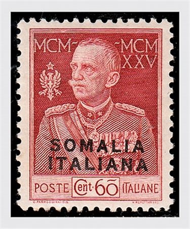 SOMALIA - 1925, Giubileo del Re, 60 c.carminio dent.11 (67) ben...