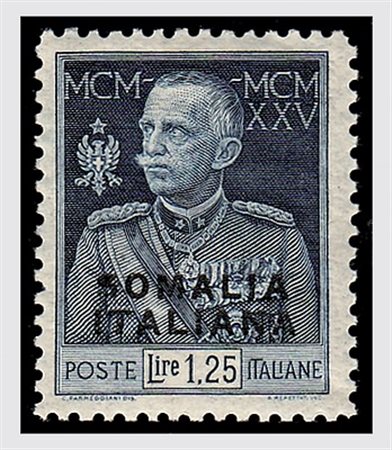 SOMALIA - 1926, Giubileo 1,25 dent. 11 (69). Fresco. (Cert. Caffaz).(GOMMA...