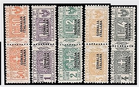 SOMALIA - 1923, Pacchi postali, non emessi 5 valori cpl. (10/14). (Cert. R....