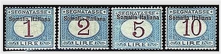SOMALIA - 1909, Segnatasse, soprastampati in alto, 11 valori cpl. (12/22)....