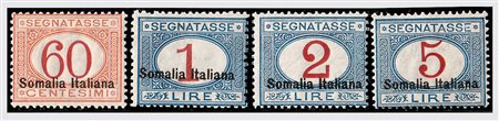 SOMALIA - 1920, Segnatasse, soprastampati in basso, 10 valori cpl. (23/32) di...