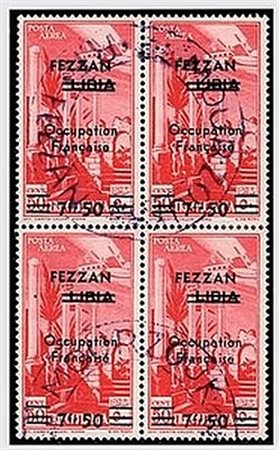 OCCUPAZIONI STRANIERE DELLE COLONIE - 1943, FEZZAN, posta aerea 7,50 su 50 c....