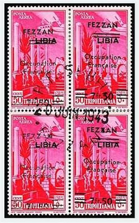OCCUPAZIONI STRANIERE DELLE COLONIE - 1943, FEZZAN Posta Aerea, 7,50 fr. su...