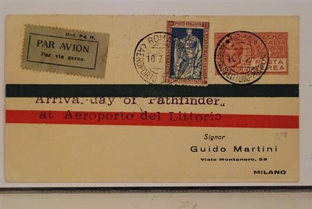 POSTA AEREA - 1929, ITALIA, Pathfinder, aerogramma affrancato con...