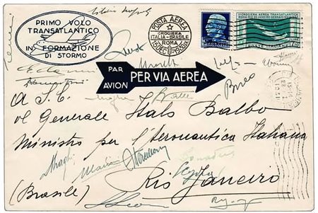 POSTA AEREA - 1930, ITALIA Crociera Italia-Brasile aerogramma affrancato con...