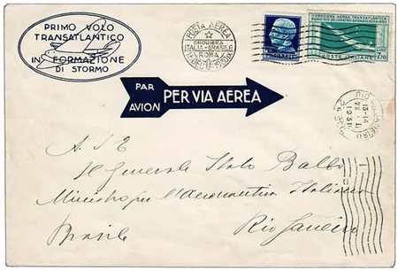 POSTA AEREA - 1930, ITALIA Crociera Italia-Brasile aerogramma affrancato con...