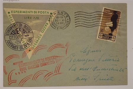POSTA AEREA - 1934, ITALIA, Posta razzo, aerogramma affrancato con il...