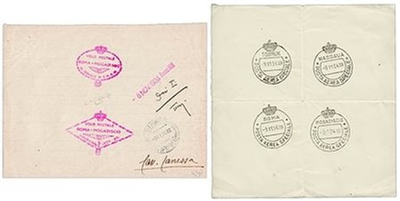 POSTA AEREA - 1934, ITALIA, 4 prove di annullamento "Roma - Tobruk -...