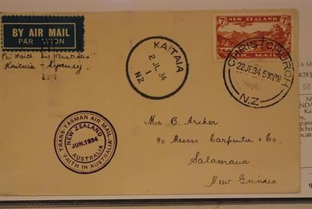 POSTA AEREA - 1934, NUOVA ZELANDA, Volo Kaitaia - Sidney, aerogramma da...
