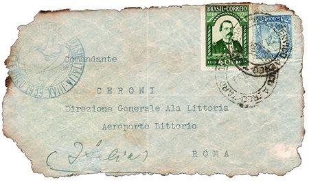 POSTA AEREA - 1939, BRASILE, I Volo L.A.T.I. Pernambuco - Roma, aerogramma...