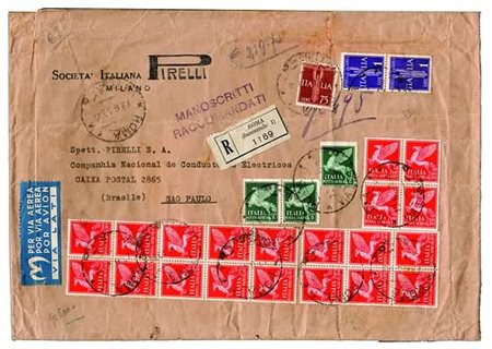 POSTA AEREA - 1940, ITALIA, bustone commerciale per manoscritti raccomandati,...