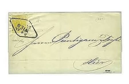 AUSTRIA - 1 k. giallo (1) su lettera da Vienna per città, 3/6. Bella qualità....