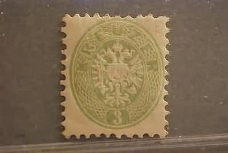 AUSTRIA - 1863-64, 3 k. verde dent. 9 1/2 (28).(GOMMA ORIGINALE)