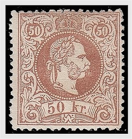 AUSTRIA - 1867, 50 k. rosa bruno (38b). Molto bello. (Mondolfo).(GOMMA INTEGRA)
