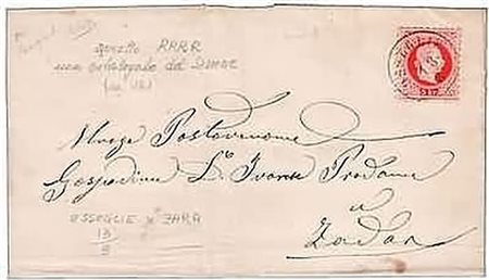 AUSTRIA - 5 k. rosso (34/I) su lettera da Osseglie (p.13) per Zara, 18/8....