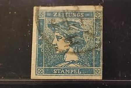 AUSTRIA - 1851, Giornali (0,6) azzurro III tipo (3). Da esaminare.(USATO)