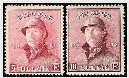 BELGIO - 1919, Re Alberto I con l'elmetto, 14 valori cpl. (165/78, senza 168A...