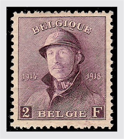 BELGIO - Re con il casco, 2 franchi lilla (176). (Cert. Raybaudi).(USATO)
