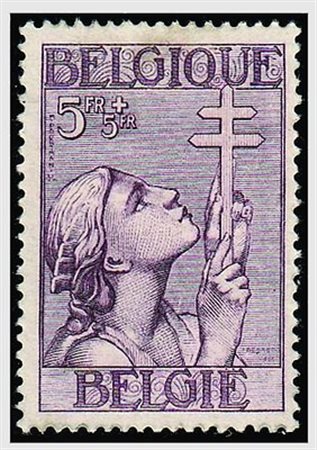 BELGIO - 1933, Antitubercolari, 8 valori cpl. (377/83). (Cert. R....