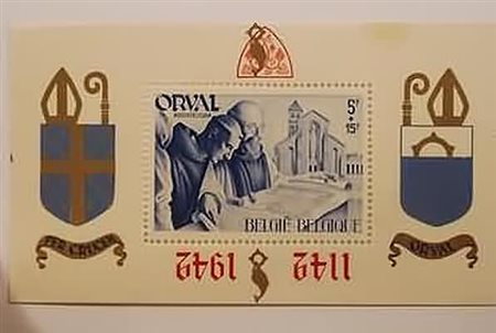 BELGIO - 1941, Foglietto ORVAL (11) rifilato e con soprastampa non ufficiale,...