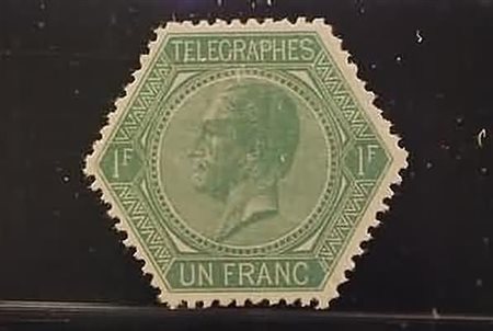 BELGIO - 1866, Telegrafo 1 f. verde (2).(SENZA GOMMA)