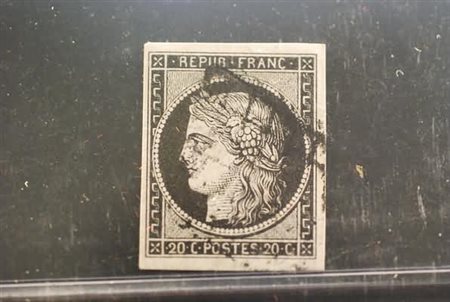 FRANCIA - 1849, Cerere 20 c. nero su bianco (3a).(USATO)