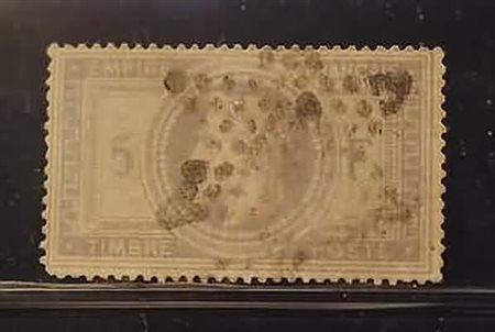 FRANCIA - 1863, Napoleone, 5 fr. violetto grigio (33).(USATO)